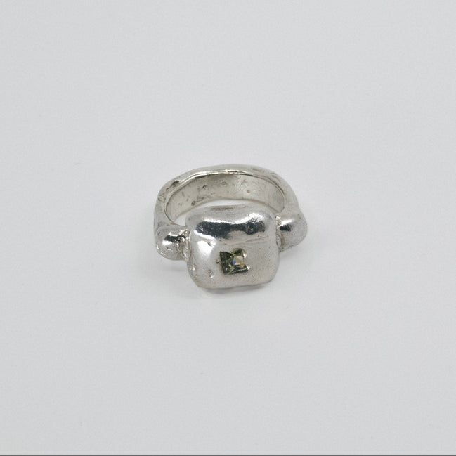 Anillo Sugus Garden con circonita cúbica verde cuadrada