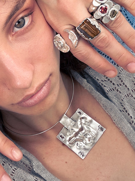 Retrato collar caballo y anillos