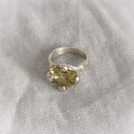 Anillo Ay limón con cuarzo limón, edición limitada